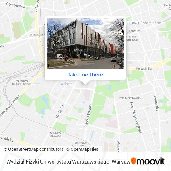 Wydział Fizyki Uniwersytetu Warszawskiego map