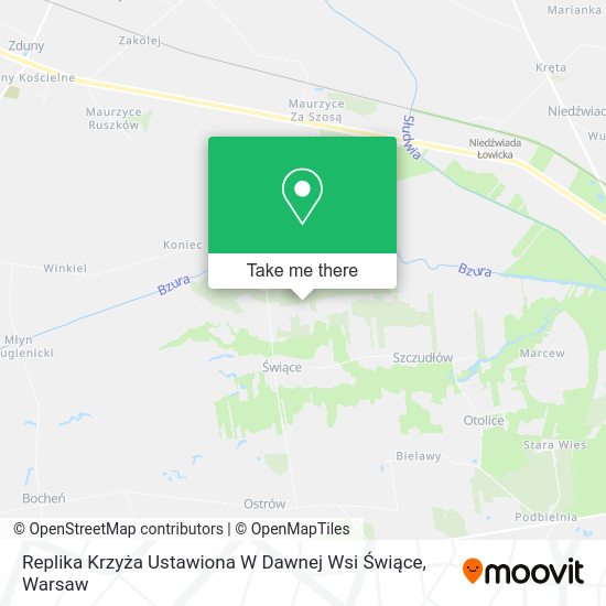 Replika Krzyża Ustawiona W Dawnej Wsi Świące map