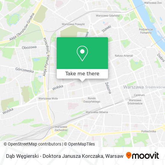 Dąb Węgierski - Doktora Janusza Korczaka map