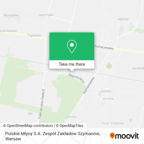 Polskie Młyny S.A. Zespół Zakładów Szymanów map