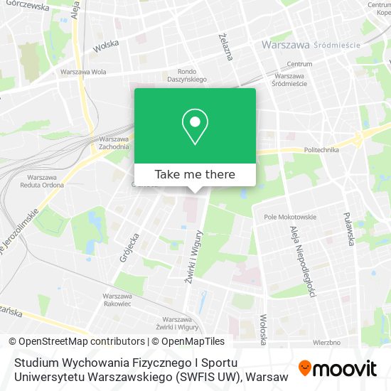 Studium Wychowania Fizycznego I Sportu Uniwersytetu Warszawskiego (SWFIS UW) map