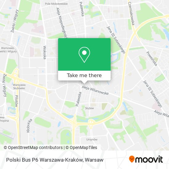 Polski Bus P6 Warszawa-Kraków map