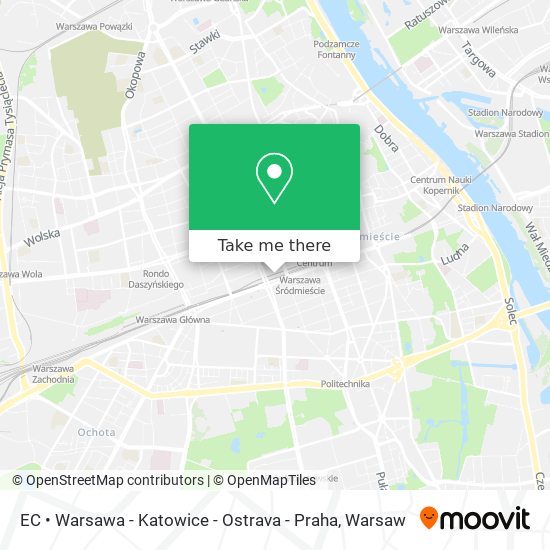 EC • Warsawa - Katowice - Ostrava - Praha map