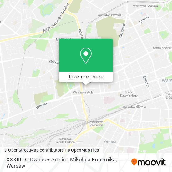 XXXIII LO Dwujęzyczne im. Mikołaja Kopernika map