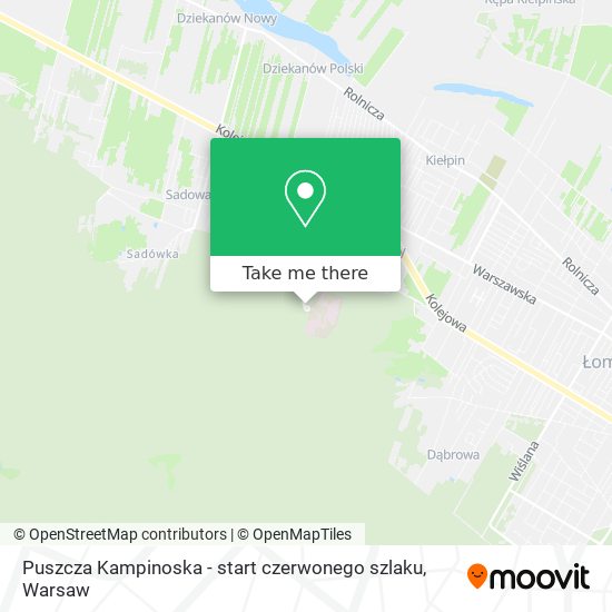 Puszcza Kampinoska - start czerwonego szlaku map