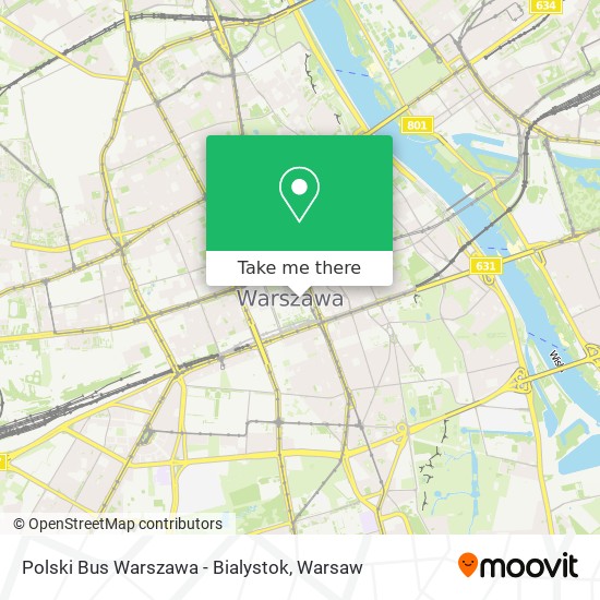 Polski Bus Warszawa - Bialystok map