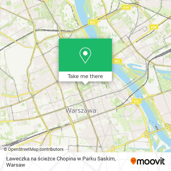 Ławeczka na ścieżce Chopina w Parku Saskim map