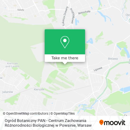 Ogród Botaniczny PAN - Centrum Zachowania Różnorodności Biologicznej w Powsinie map