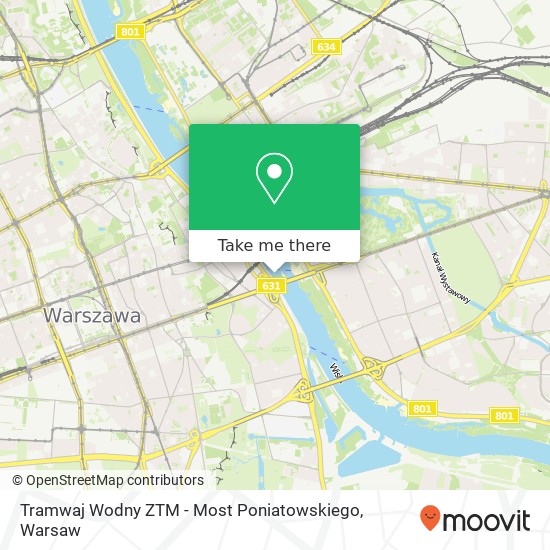 Карта Tramwaj Wodny ZTM - Most Poniatowskiego