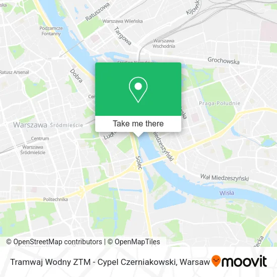 Tramwaj Wodny ZTM - Cypel Czerniakowski map