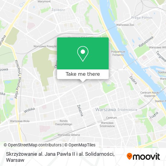 Skrzyżowanie al. Jana Pawła II i al.  Solidarności map