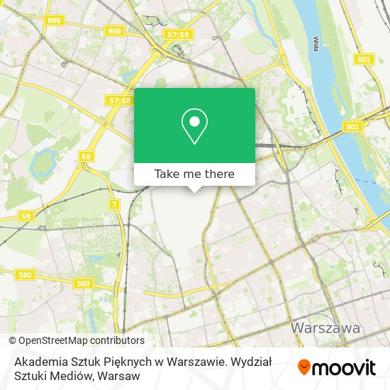 Akademia Sztuk Pięknych w Warszawie. Wydział Sztuki Mediów map