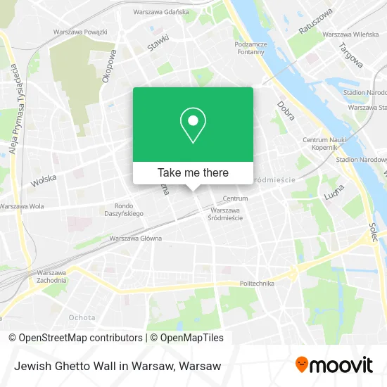 Jewish Ghetto Wall in Warsaw map