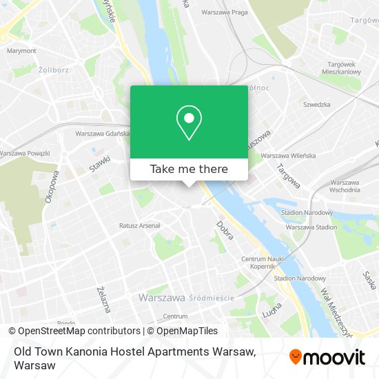 Old Town Kanonia Hostel Apartments Warsaw map