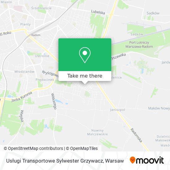 Usługi Transportowe Sylwester Grzywacz map