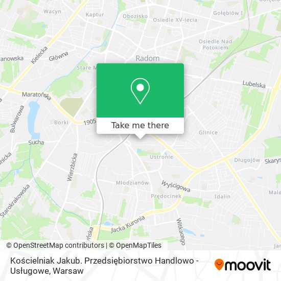 Kościelniak Jakub. Przedsiębiorstwo Handlowo - Usługowe map