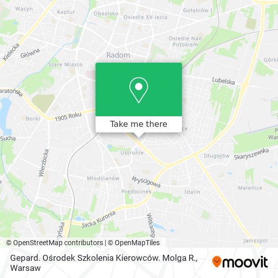 Gepard. Ośrodek Szkolenia Kierowców. Molga R. map