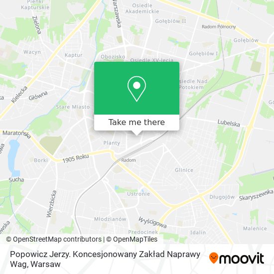 Popowicz Jerzy. Koncesjonowany Zakład Naprawy Wag map