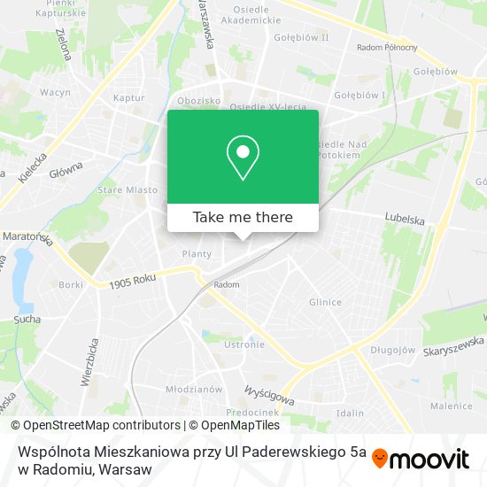 Wspólnota Mieszkaniowa przy Ul Paderewskiego 5a w Radomiu map