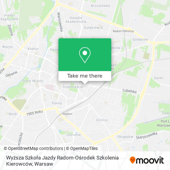 Wyższa Szkoła Jazdy Radom-Ośrodek Szkolenia Kierowców map