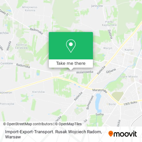 Import-Export-Transport. Rusak Wojciech Radom map