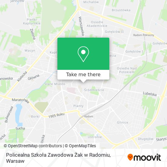 Policealna Szkoła Zawodowa Żak w Radomiu map