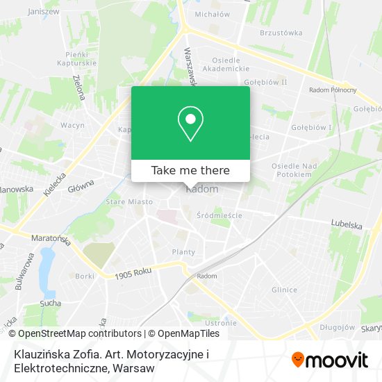 Klauzińska Zofia. Art. Motoryzacyjne i Elektrotechniczne map