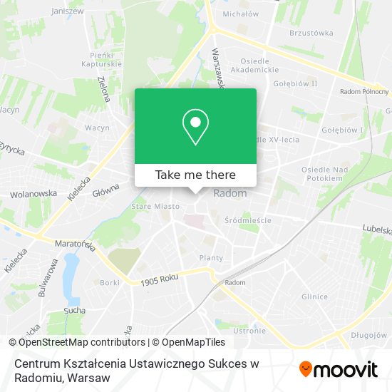 Centrum Kształcenia Ustawicznego Sukces w Radomiu map