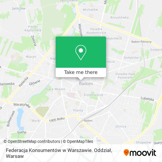 Federacja Konsumentów w Warszawie. Oddział map