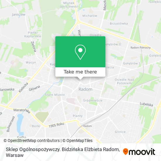 Sklep Ogólnospożywczy. Bidzińska Elżbieta Radom map