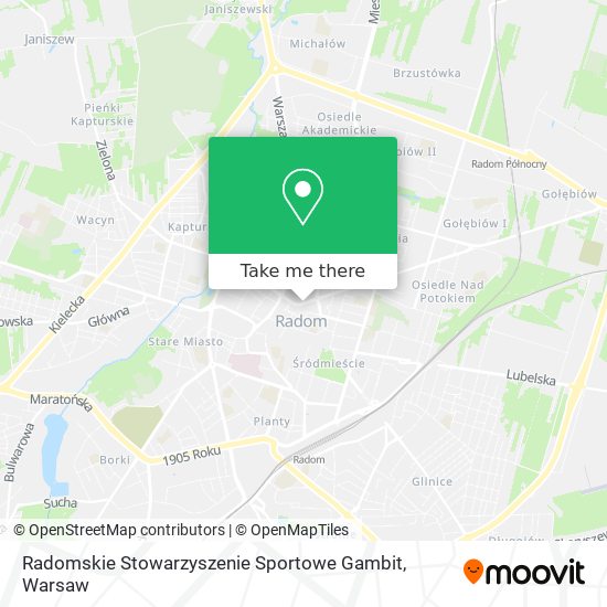 Карта Radomskie Stowarzyszenie Sportowe Gambit