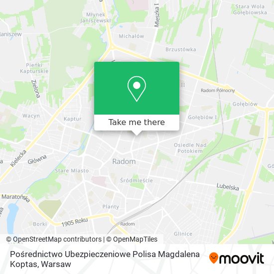 Pośrednictwo Ubezpieczeniowe Polisa Magdalena Koptas map