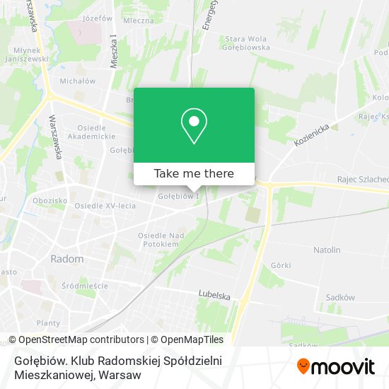 Карта Gołębiów. Klub Radomskiej Spółdzielni Mieszkaniowej