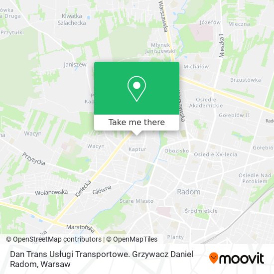 Dan Trans Usługi Transportowe. Grzywacz Daniel Radom map