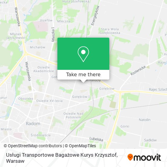 Карта Usługi Transportowe Bagażowe Kurys Krzysztof