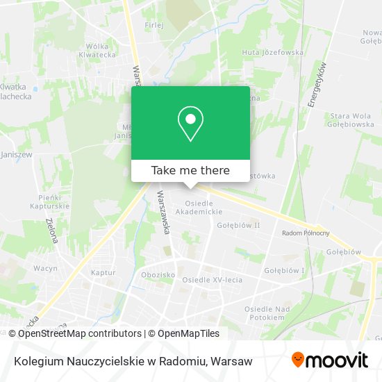 Карта Kolegium Nauczycielskie w Radomiu