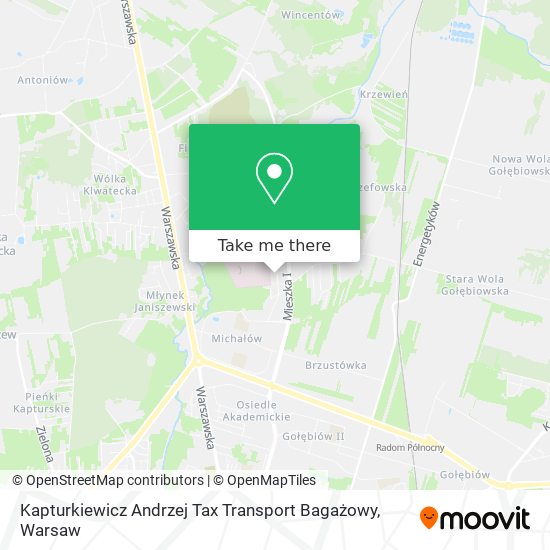 Карта Kapturkiewicz Andrzej Tax Transport Bagażowy