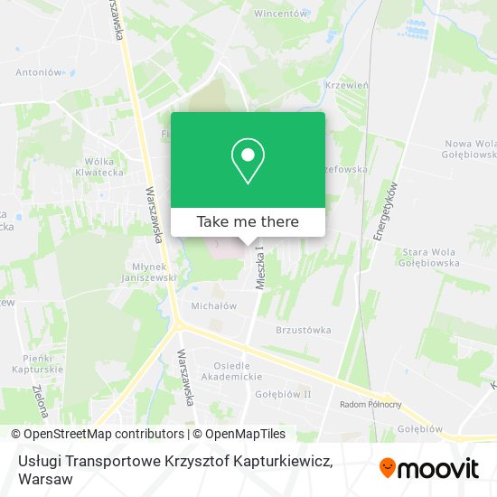 Карта Usługi Transportowe Krzysztof Kapturkiewicz