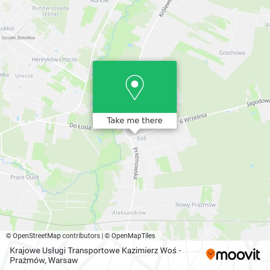 Krajowe Usługi Transportowe Kazimierz Woś - Prażmów map