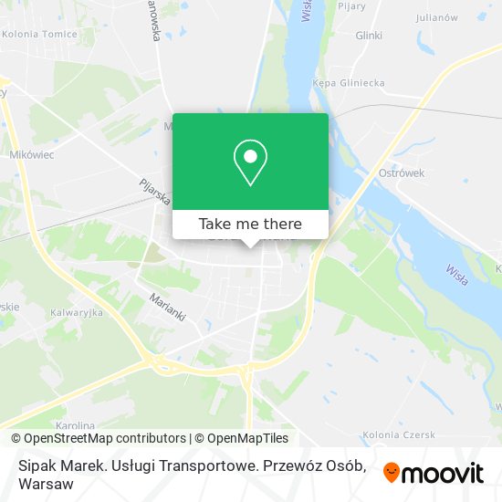 Sipak Marek. Usługi Transportowe. Przewóz Osób map