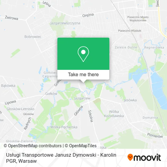 Карта Usługi Transportowe Janusz Dymowski - Karolin PGR