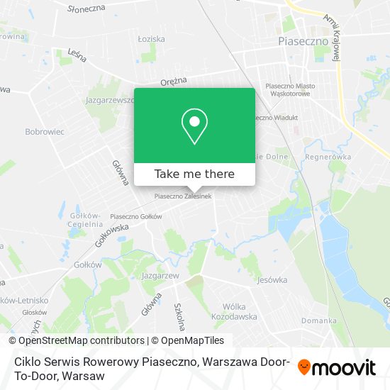 Ciklo Serwis Rowerowy Piaseczno, Warszawa Door-To-Door map