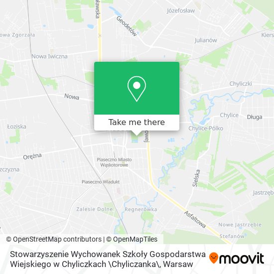 Карта Stowarzyszenie Wychowanek Szkoły Gospodarstwa Wiejskiego w Chyliczkach \Chyliczanka\