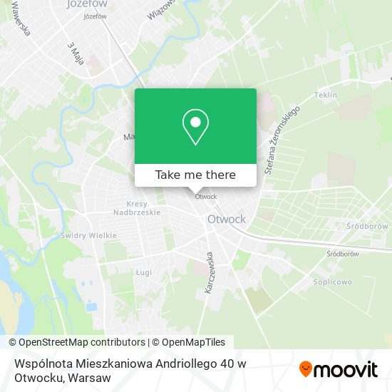 Карта Wspólnota Mieszkaniowa Andriollego 40 w Otwocku