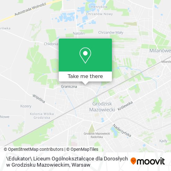 Карта \Edukator\ Liceum Ogólnokształcące dla Dorosłych w Grodzisku Mazowieckim