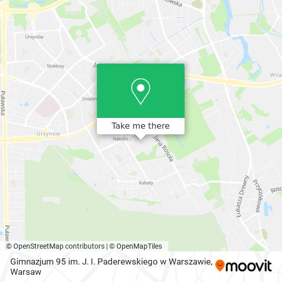 Gimnazjum 95 im. J. I. Paderewskiego w Warszawie map