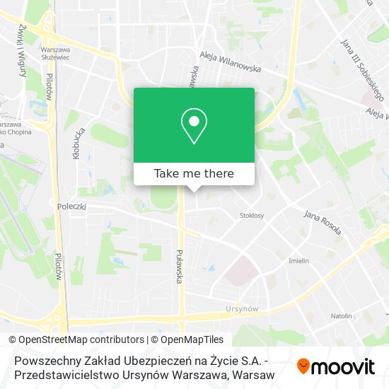 Powszechny Zakład Ubezpieczeń na Życie S.A. - Przedstawicielstwo Ursynów Warszawa map