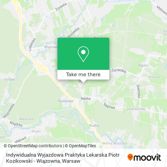 Indywidualna Wyjazdowa Praktyka Lekarska Piotr Kozikowski - Wiązowna map