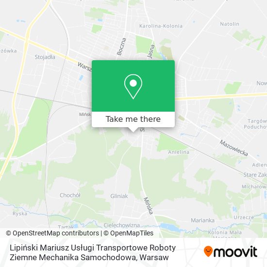 Lipiński Mariusz Usługi Transportowe Roboty Ziemne Mechanika Samochodowa map