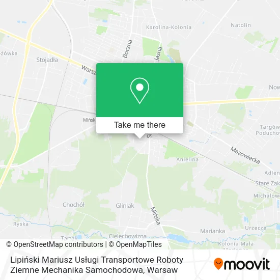 Карта Lipiński Mariusz Usługi Transportowe Roboty Ziemne Mechanika Samochodowa